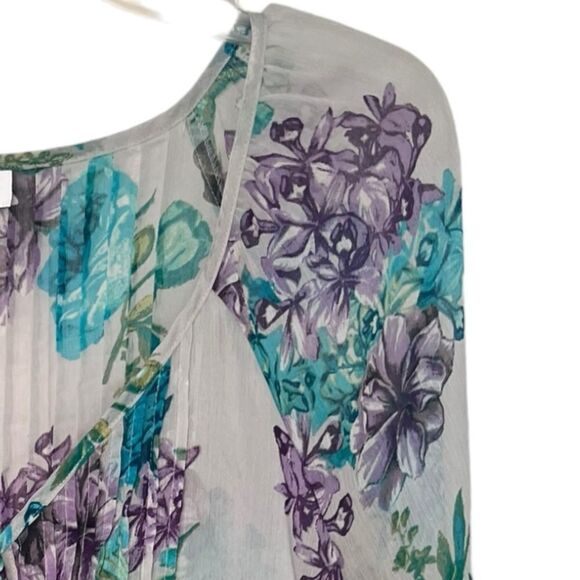 Charter Club Long Sleeve Floral Summer Sheer Lightweight Blouse sz XL - Picture 5 of 9